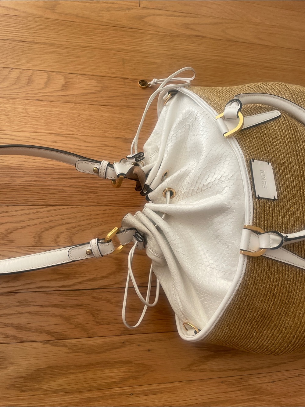 Fendi White & Tan Tote Authentic - Picture 11 of 15